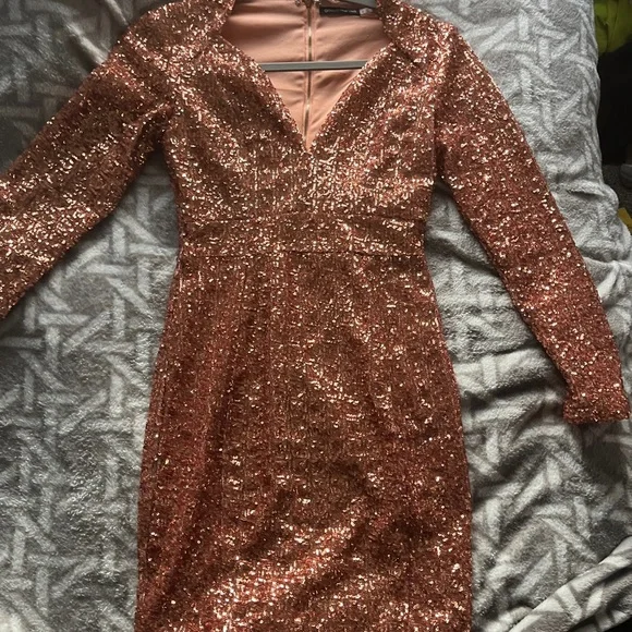 green emerald velvet dress Cap-Sleeve Rose Gold Short Homecoming Glitter Dress Rose Gold / XLarge main image 1